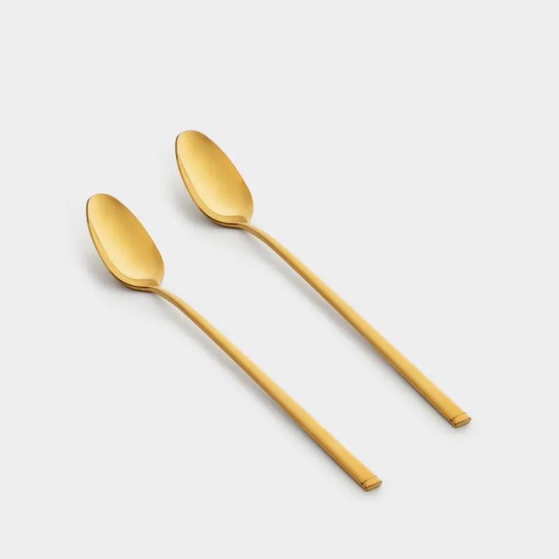 Ложка чайная, 2 шт, с длинной ручкой, сталь, золотистая, Madrid
