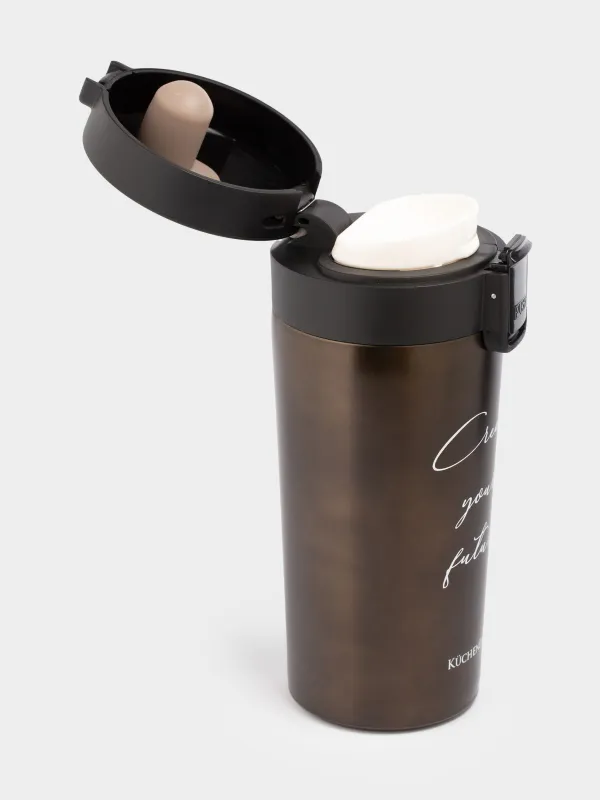 Термокружка, 380 мл, сталь/пластик, графитовая, матовая, Create your future, Voyage, image-1