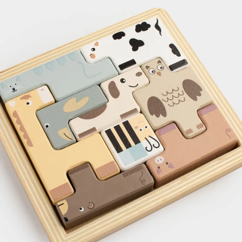 Игрушка-сортер, 13х14 см, развивающая, МДФ, цветная, Пазлы-головоломка, Kiddy, image-3