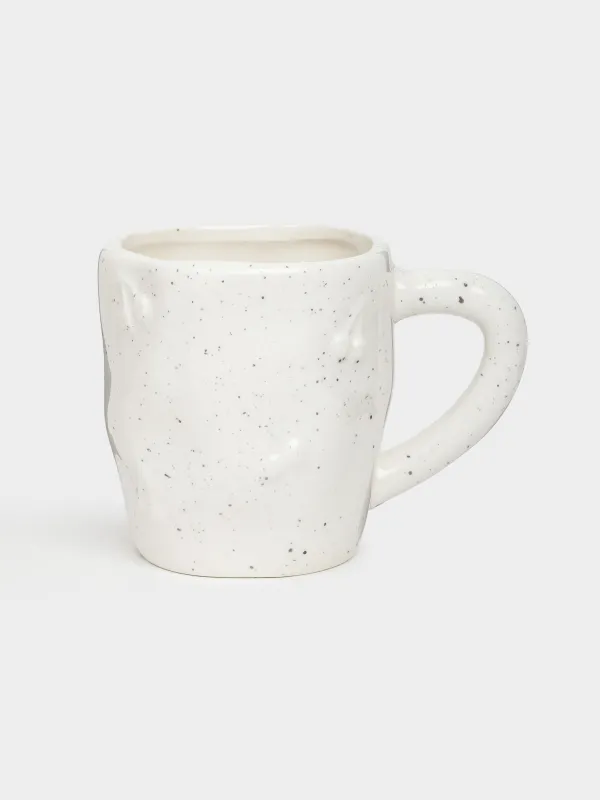 Кружка, 330 мл, керамика, молочная, в крапинку, Вишни, Relief, image-0