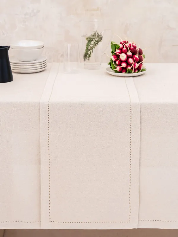 Дорожка настольная, 40х160 см, полиэстер, серебристо-кремовая, Hemstitch, image-3