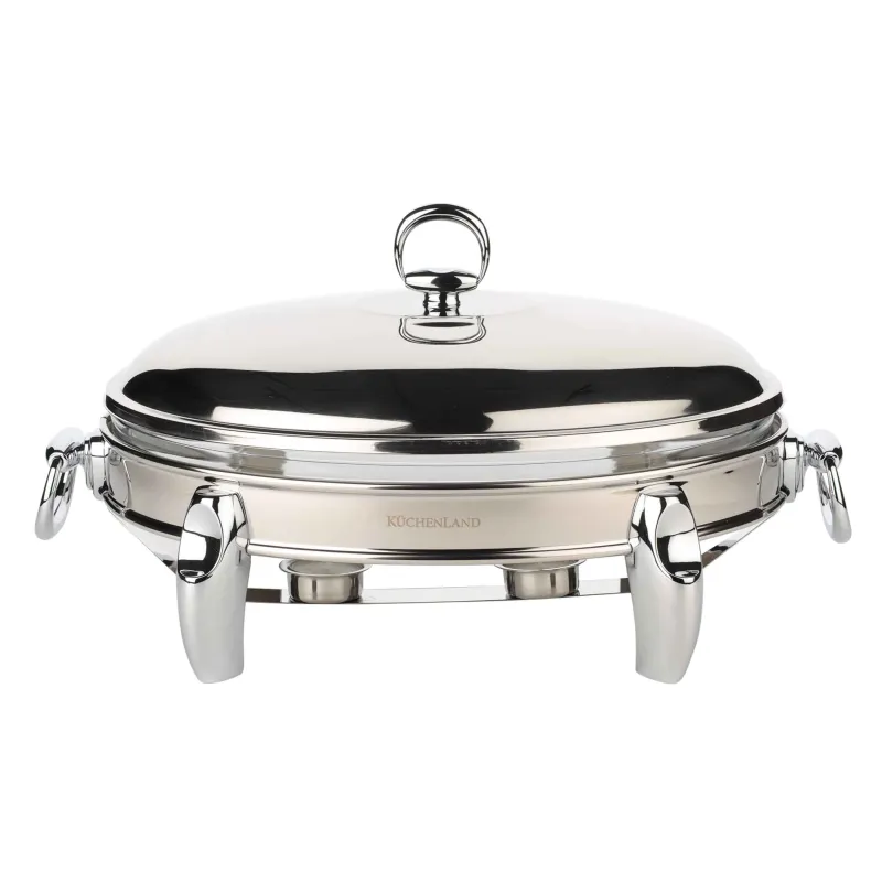 Блюдо с подогревом, 42х25 см, стекло Т/сталь, овальное, Acero