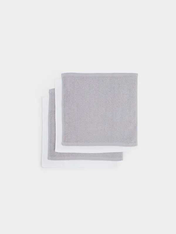 Полотенце, 30х30 см, 4 шт, в корзине, хлопок/дерево, белое/серое, Basket towel, image-3