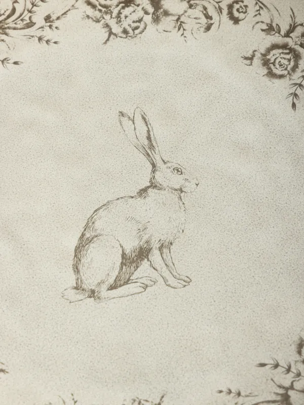 Тарелка обеденная, 27 см, керамика R, бежевая, Заяц с цветами, Rustic Easter, image-4