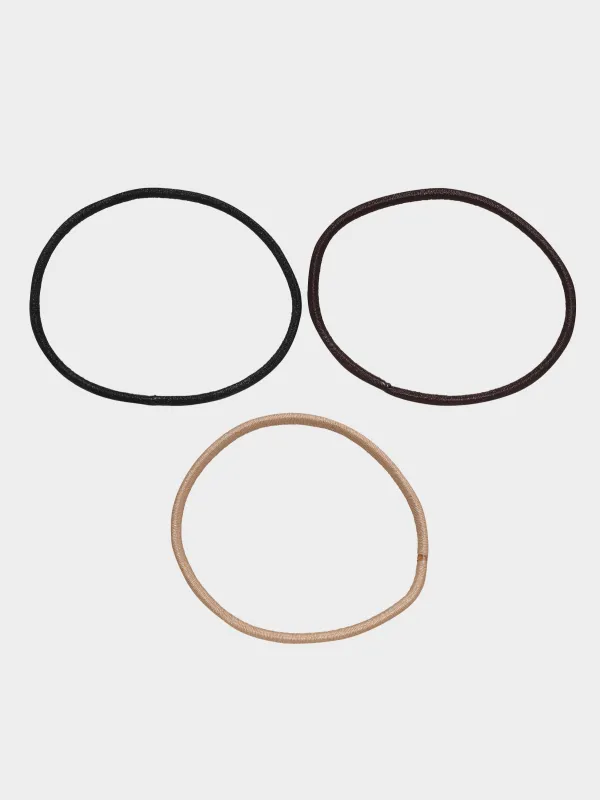 Резинка для волос, 4 см, 24 шт, полиэстер, черная/коричневая/бежевая, Basic, image-0