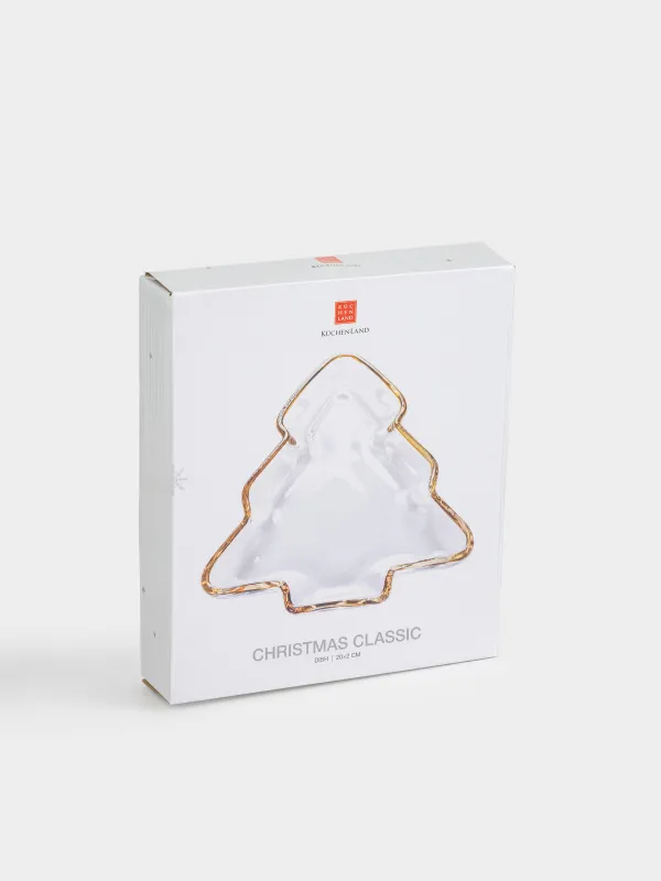 Блюдо, 20х17х2 см, стекло, с золотистым кантом, Ель, Christmas classic, image-6