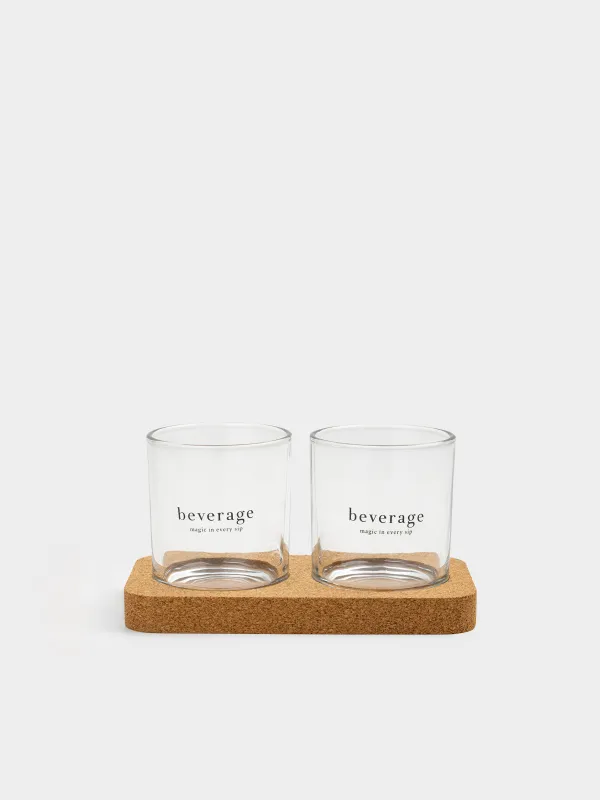 Стакан, 300 мл, 2 шт, на подставке, Beverage, Clear cork, image-0