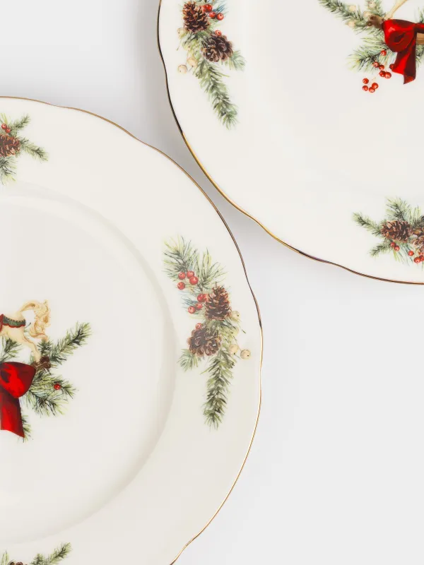 Тарелка закусочная, 19 см, 2 шт, фарфор F, белая, Лошадка с бантом, Christmas miracle classic, image-3