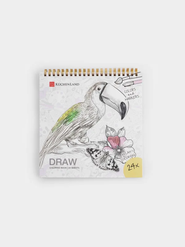 Альбом для раскрашивания, 24 листа, на кольцах, Животные, Draw creative, image-0