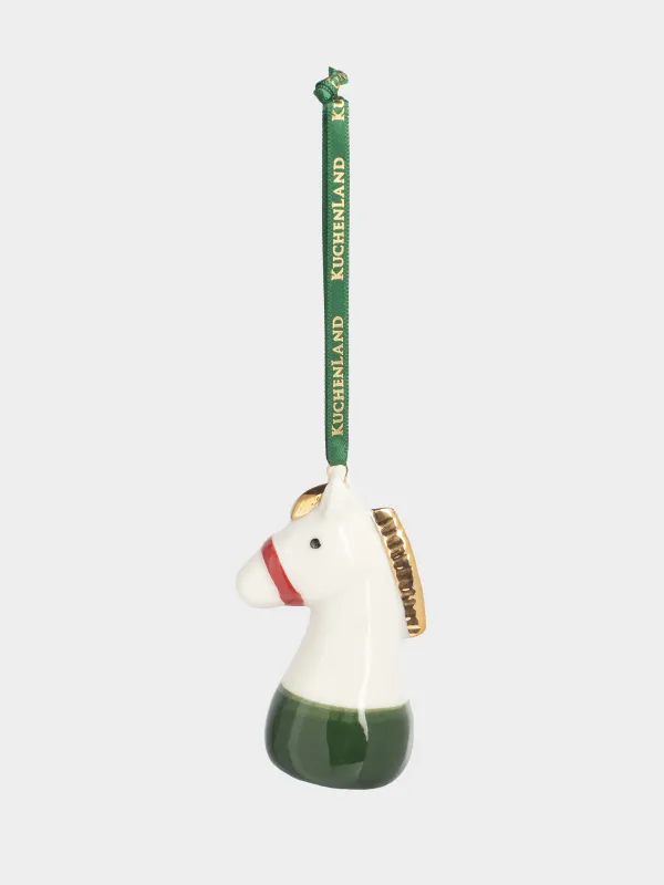 Игрушка елочная, 8 см, фарфор P, молочная, Лошадка, Figure christmas, image-2