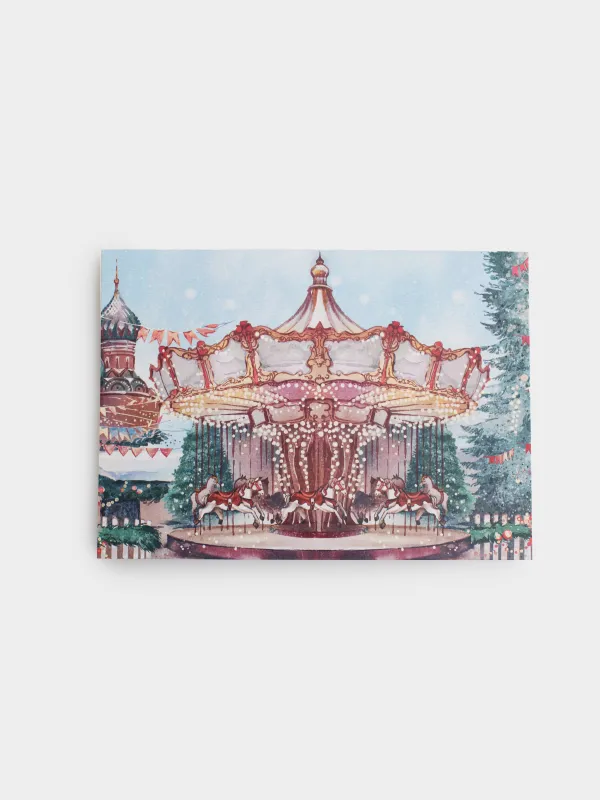 Открытка подарочная 3D, 18х13 см, бумага, Новогодние каникулы, Carousel, image-0