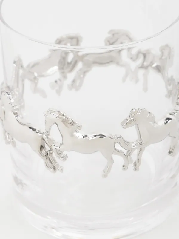 Стакан для виски, 10 см, 250 мл, стекло/металл, Серебристые лошади, Elegant horse, image-3