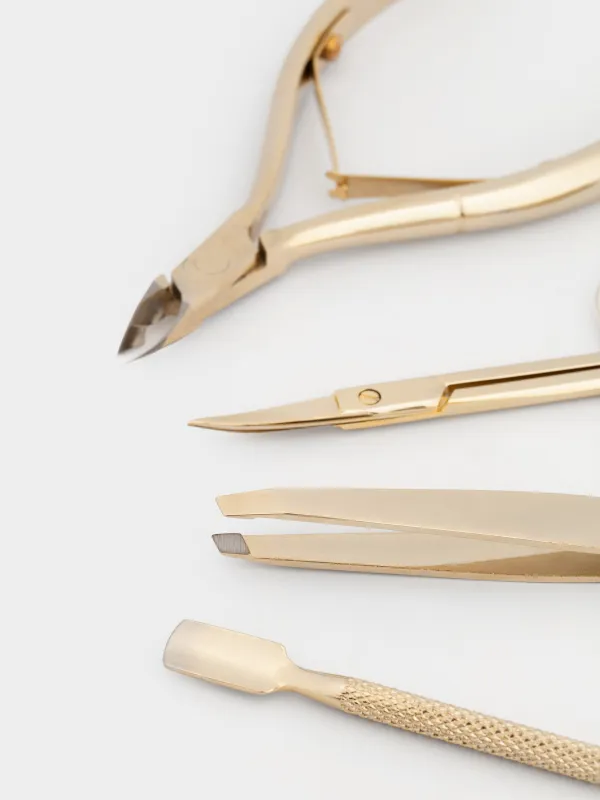 Набор маникюрный, 4 пр, в футляре, сталь/полиуретан, золотистый, Manicure gold, image-5