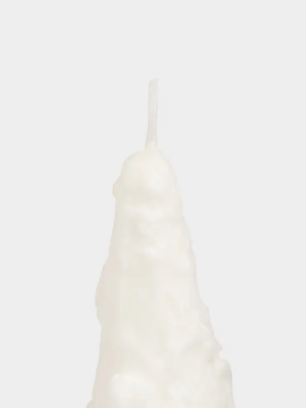 Свеча, 6x15 см, белая, Застывший снег на елке, Snowy candle, image-1