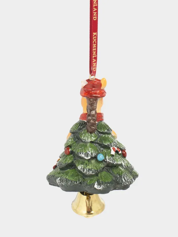 Игрушка елочная, 8 см, полирезин, зеленая, Лошадка с колокольчиком, Figure christmas, image-1