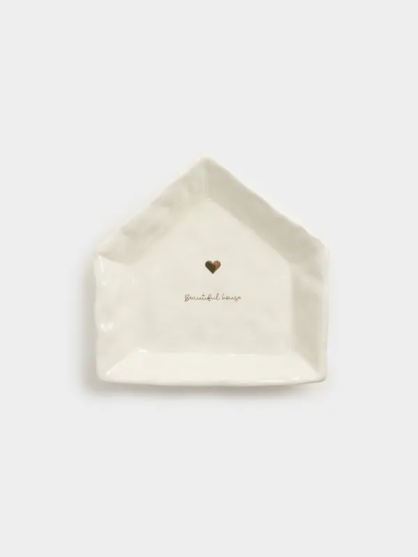 Пиала, 14х3 см, керамика, молочно-золотистая, Beautiful house, Snow sparks, image-0