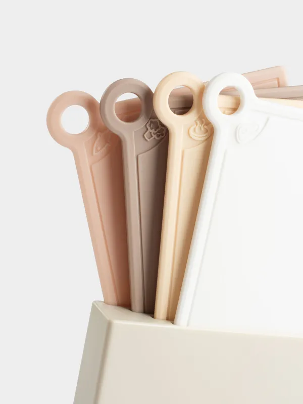 Доска разделочная, 35х32 см, 4 шт, в подставке, пластик, бежевый микс, Galori, image-2