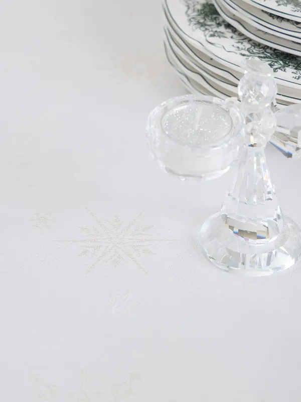 Скатерть, 170х250 см, жаккард, полиэстер, молочная, Снежинки, Snowflakes, image-2