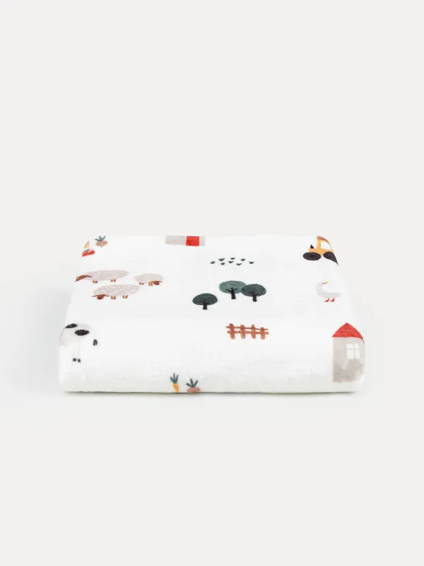 Плед, 90х120 см, детский, фланель, молочный, Ферма, Flannel, image-0