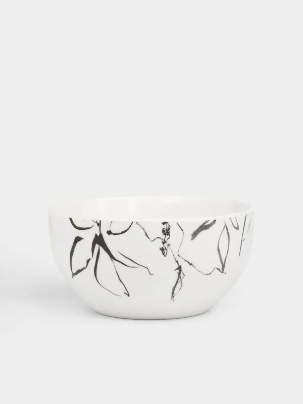 Пиала, 14x8 см, 620 мл, 2 шт, фарфор P, белая, Силуэтные цветы, Silhouette flowers, image-2