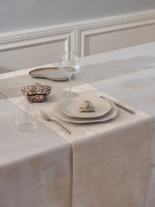 Дорожка настольная, 40x160 см, жаккард, полиэстер/лен, бежевая, Черепахи, Marine turtles, image-8