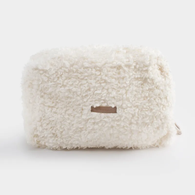 Косметичка, 27х17 см, искусственный мех, молочная, Curled