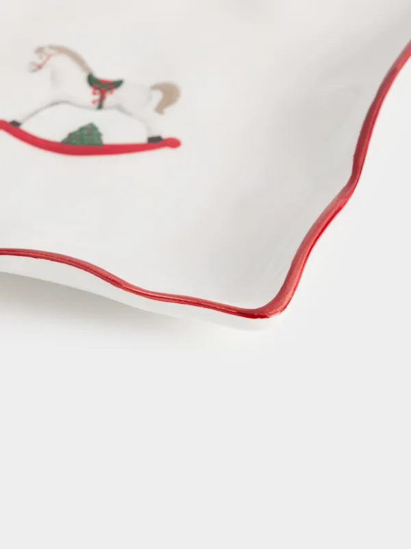 Блюдо, 15х15 см, керамика, квадратное, Лошадка, Christmas tree, image-4