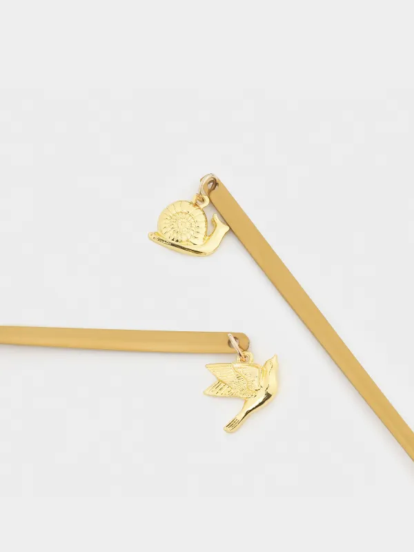 Ложка десертная, 13 см, 2 шт, сталь, золотистая, Птица/Улитка, Tale garden, image-2