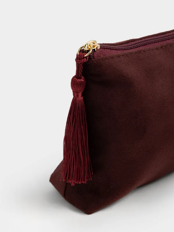 Косметичка, с кисточкой, бордовая, Velvety, image-2