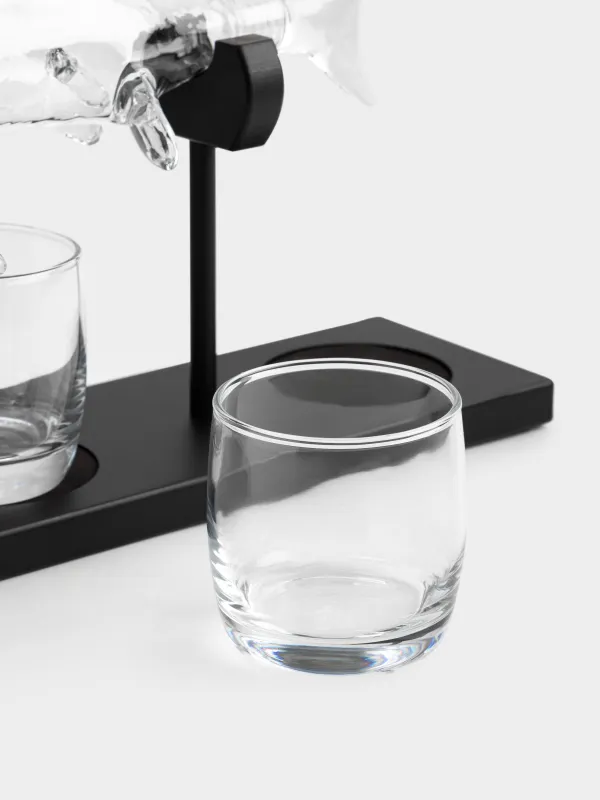 Набор для напитков, 2 перс, 3 пр, на подставке, графин/стаканы, стекло/дерево, Акула, Bar, image-2