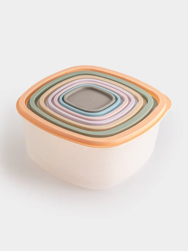 Набор контейнеров, 7 шт, пластик, квадратный, цветной, Frame, image-2