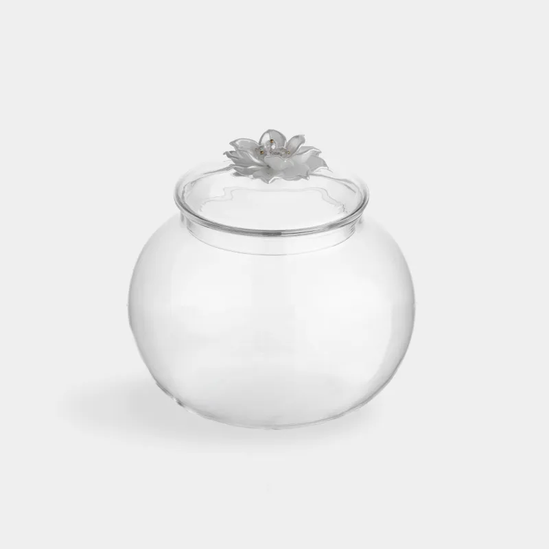 Емкость для хранения, 13х13 см, 700 мл, стекло Б/пластик, Цветок, Bloome