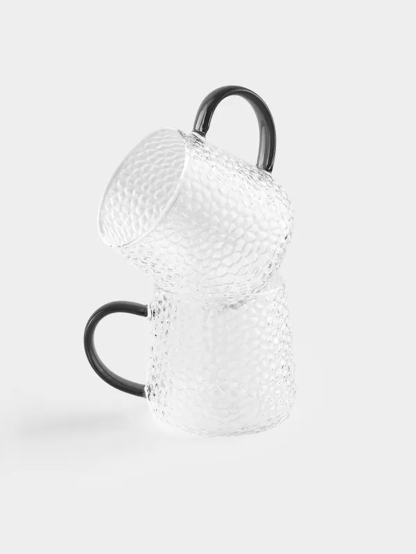 Кружка, 340 мл, 2 шт, стекло Б, серая ручка, Dawned, image-0