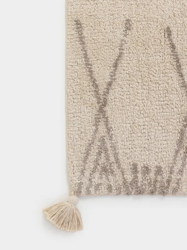 Коврик, 80x150 см, с кисточками, хлопок, песочный, Ромбы, Rhombic, image-4