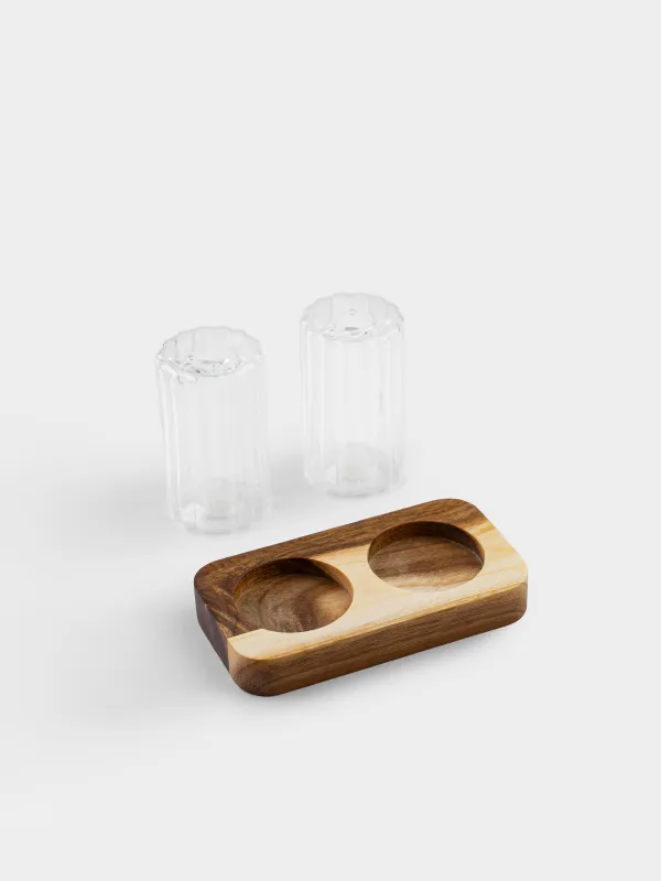 Набор для соли и перца, на подставке, Ribby wood, image-5