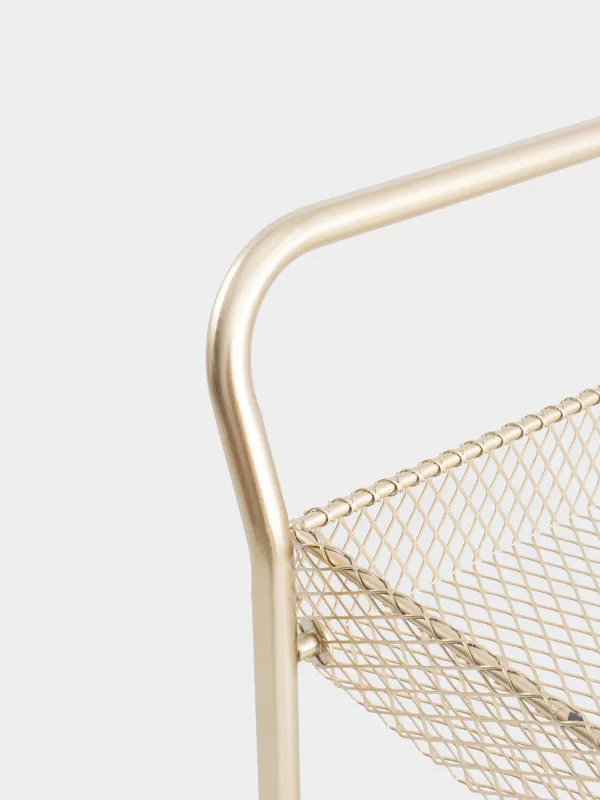 Этажерка, 3-х ярусная, 42х27х82 см, металл, золотистая, Compact gold , image-3