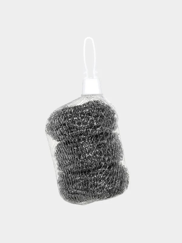 Губка для уборки, 7 см, 3 шт, металл, серебристая, Clean, image-2