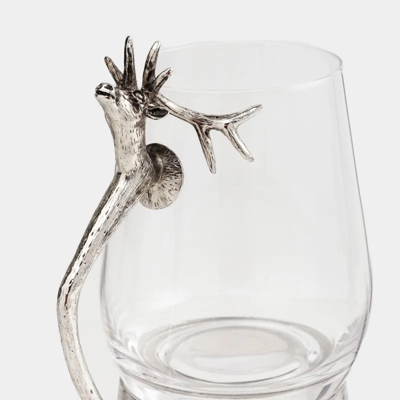 Кружка, 400 мл, стекло/металл, Серебристый олень, Lux elements, image-1