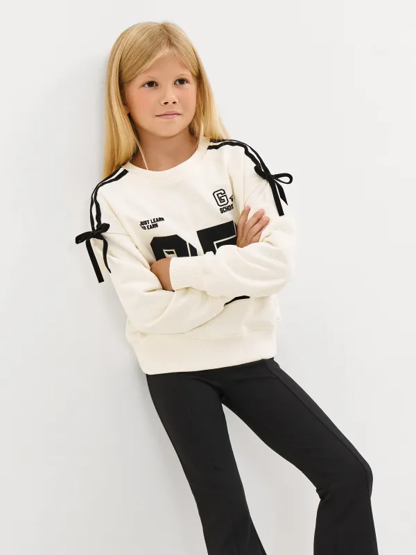 Свитшот детский, для девочек, молочный, Romana, image-5