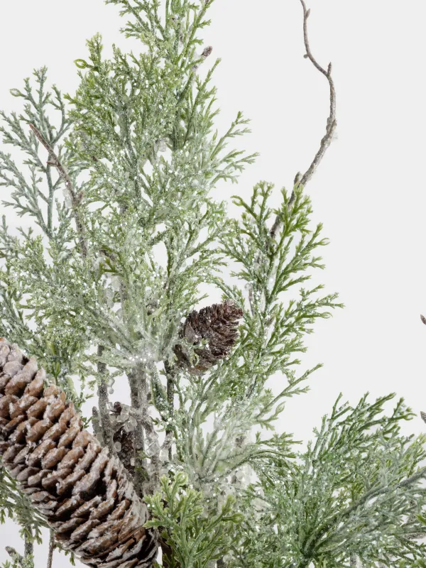 Ветка декоративная, 83 см, пластик/полиэстер, Серебристые ветви с шишками, Conifer decor, image-3