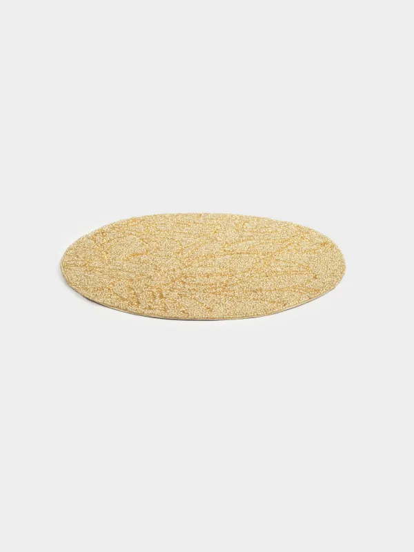 Салфетка под приборы, 36 см, бисер, круглая, шампань, Листья, Art beads, image-1