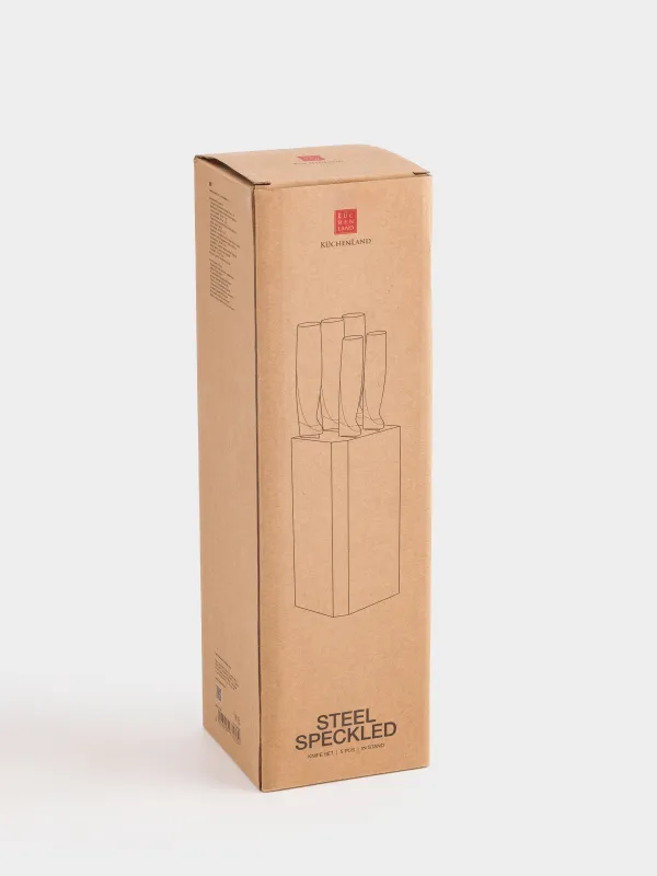 Набор ножей, 5 предметов, в подставке, в крапинку, Steel speckled, image-5