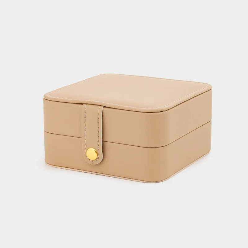 Шкатулка для украшений, 11х11 см, искусственная кожа/МДФ, бежевая, Premiere small, image-0