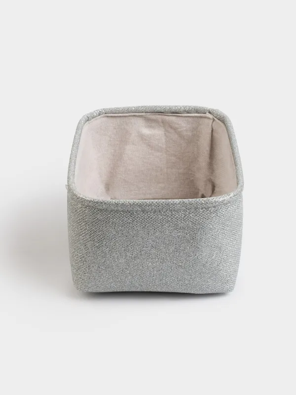 Корзина для хранения, 22x17x11 см, полиэстер, прямоугольная, серебристая, Ideally, image-2