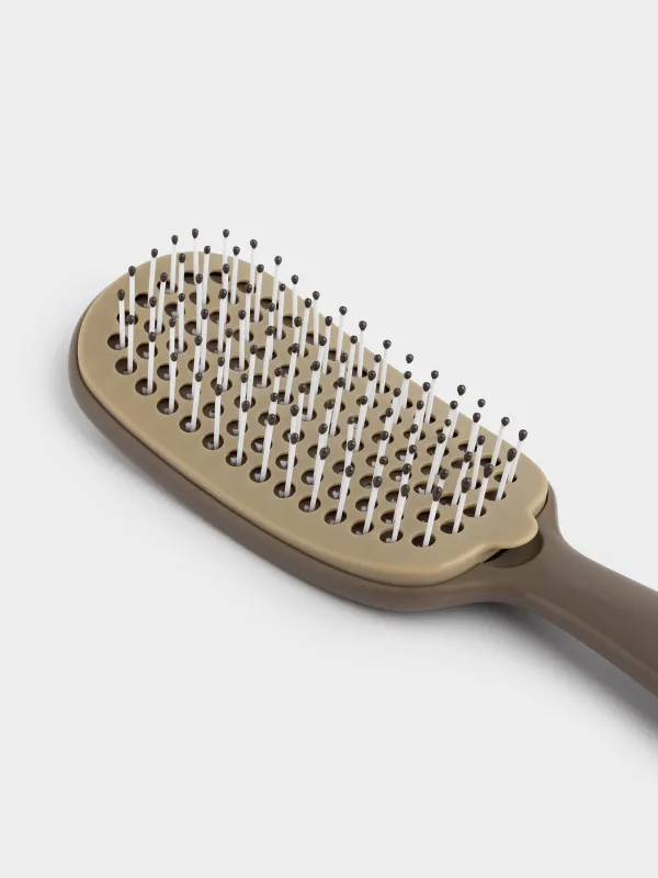 Расческа массажная для волос, 22 см, с насадкой для очищения, пластик, бежевая, Affinity, image-5