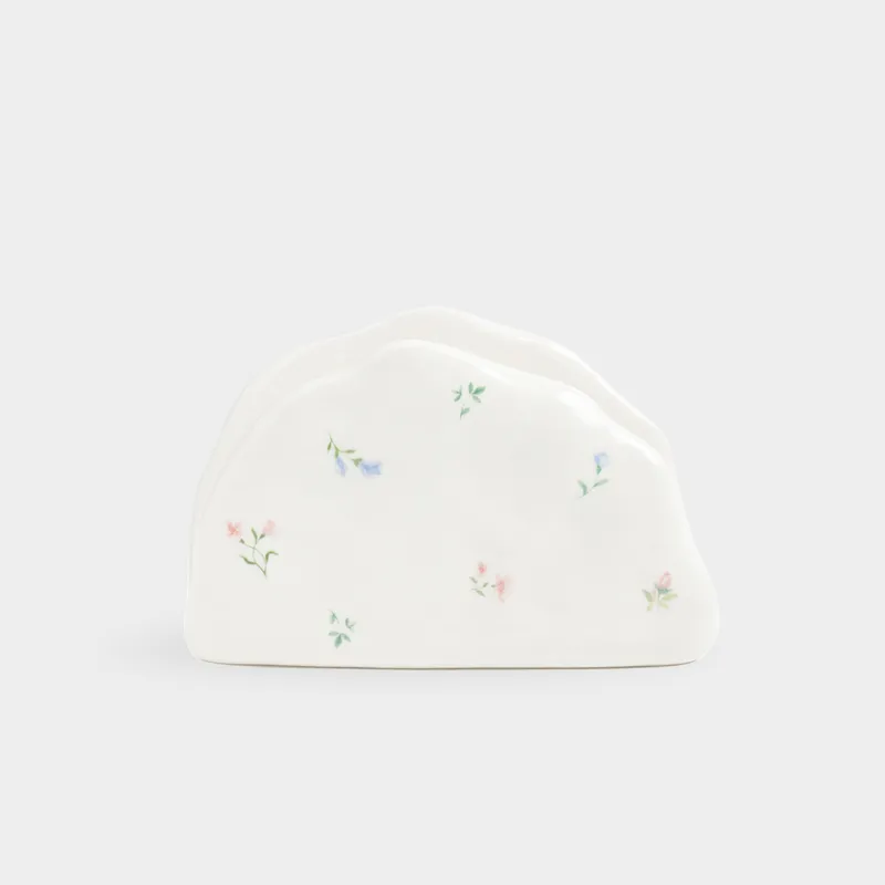 Салфетница, 12 см, керамика D, молочная, Нежные цветы, El flora