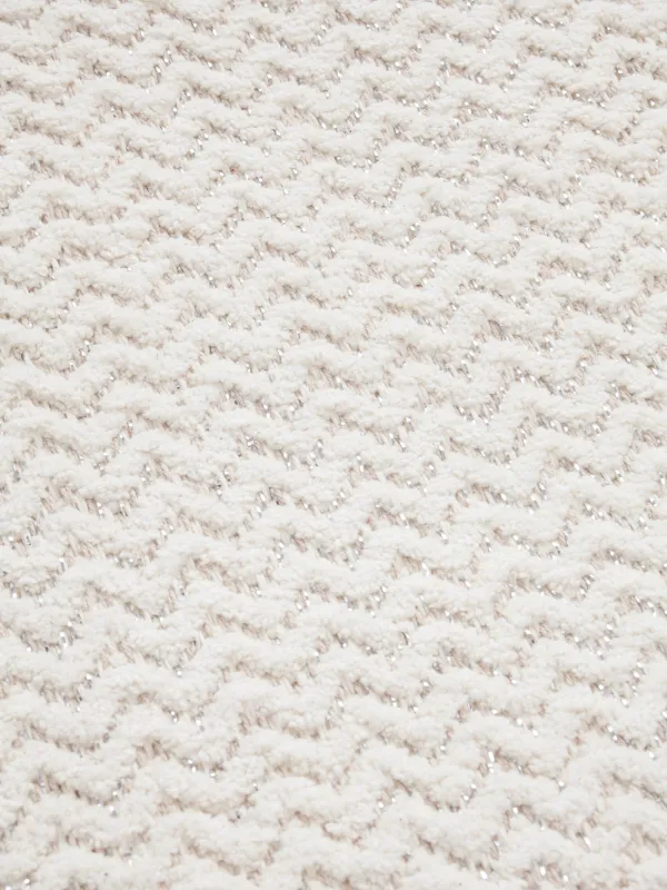 Коврик, 50х80 см, хлопок, молочно-бежевый, Зигзаги с люрексом, Shiny threads, image-2