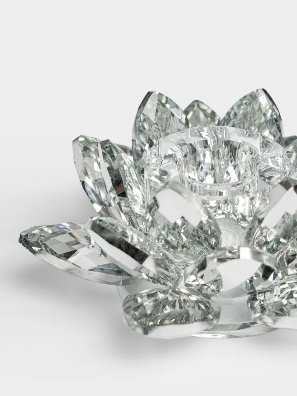 Подсвечник, 11x5 см, для тонкой свечи, Цветок, Crystal flower, image-1