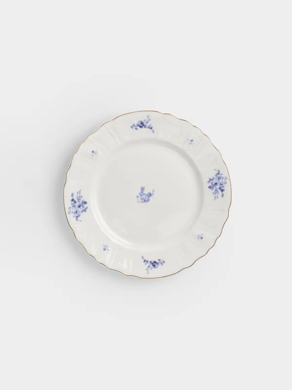 Тарелка обеденная, 27 см, фарфор F, белая, с золотистым кантом, Кролик гжель, Tradition Easter, image-0