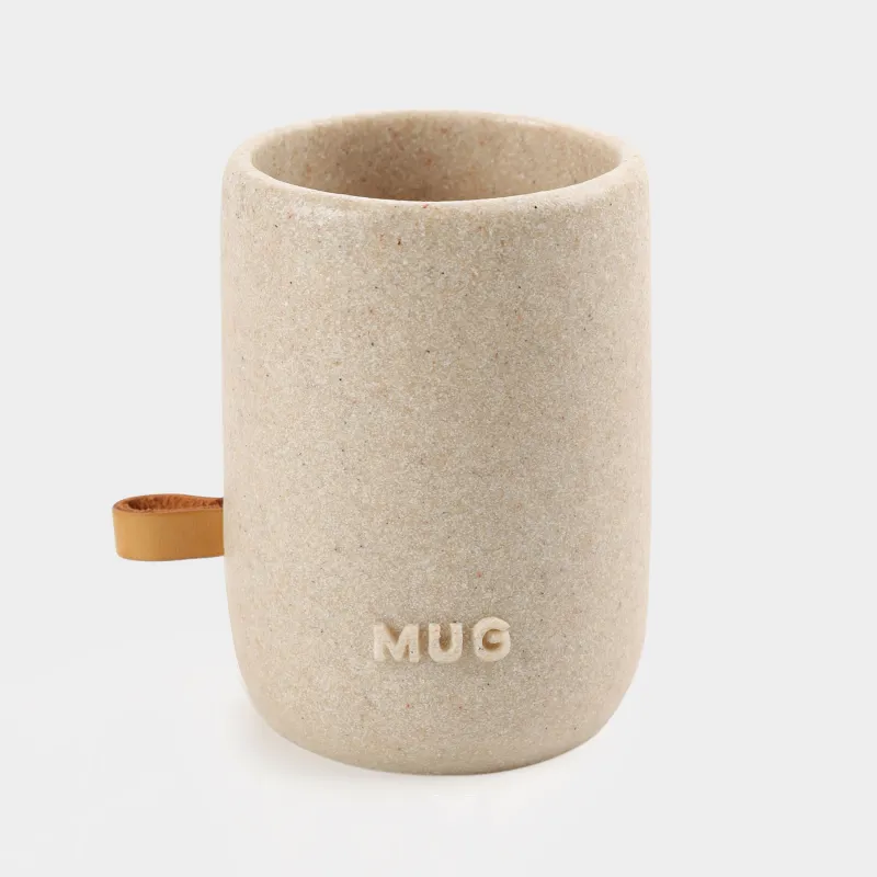 Стакан для ванной комнаты, 10 см, полирезин, бежевый, в крапинку, Dune